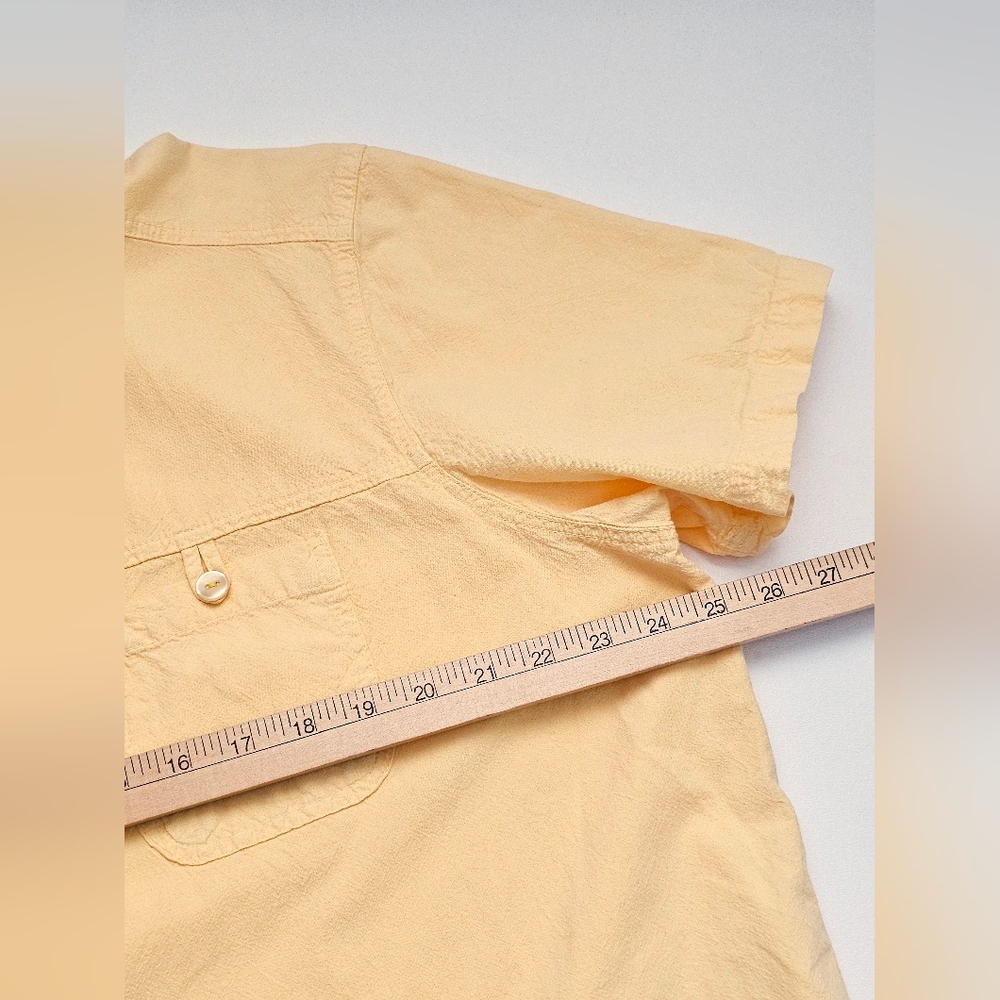 Erika Woman Yellow Button Front Shirt 1X Short Sleeve Cotton Blouse Casual - Picture 6 of 7